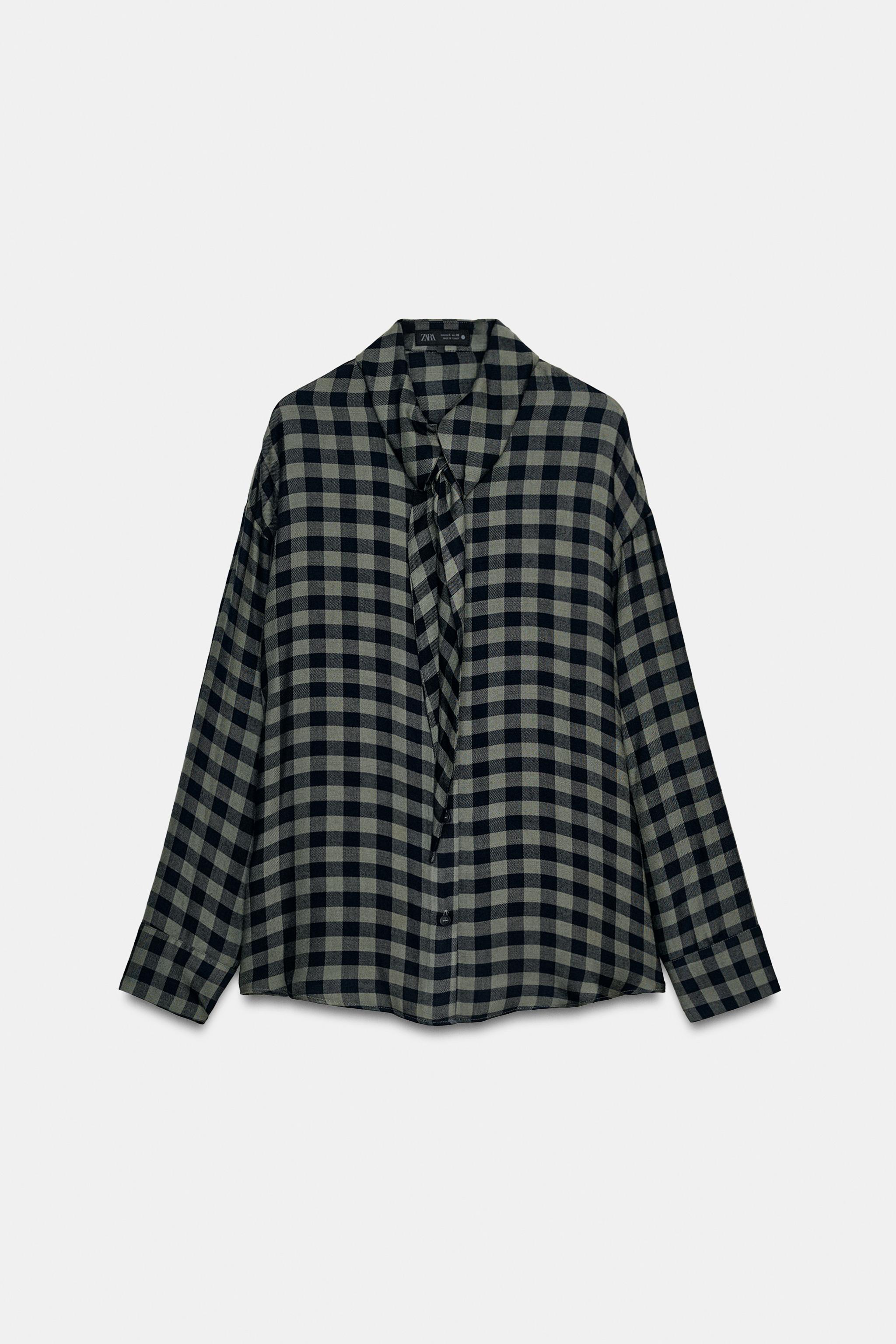 GATHERED GINGHAM SHIRT ZW COLLECTION